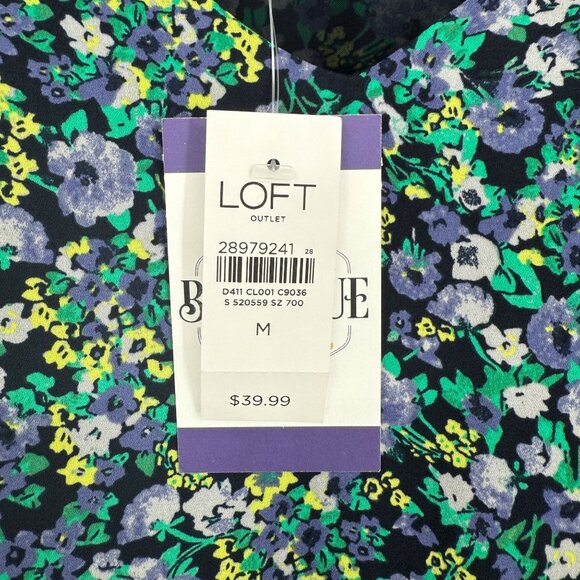 NWT Loft Womens M Micro Floral Racerback Tank Top Lined Blue Green Cottagecore - Picture 10 of 16